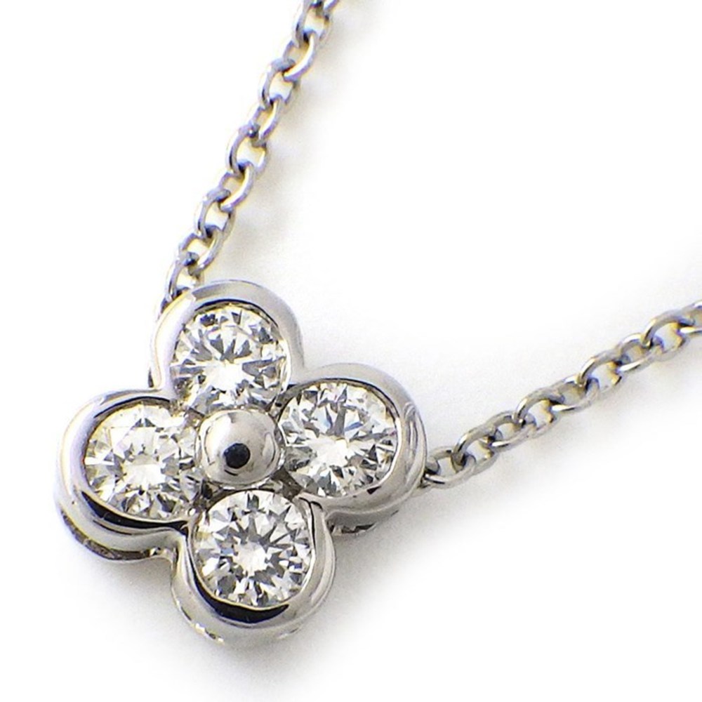Tiffany Bezel Set Flower Diamond Necklace Platinum